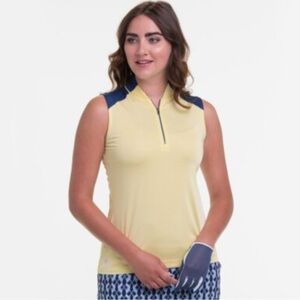 EP PRO NY Sleeveless Zip Mandarin Collar Women's Golf Polo - Cornsilk Yellow XXL